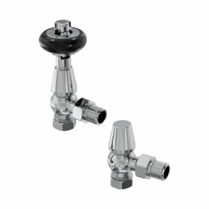 Traditional Thermostatic Angled Radiator Valves - Chrome