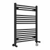Bergen 800 x 600mm Dual Fuel Straight Black Thermostatic Electric Heated Towel Rail