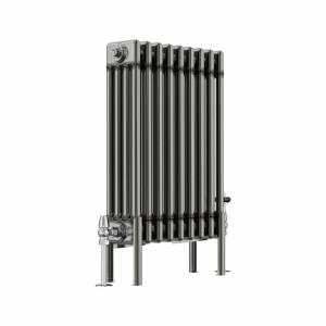 Bern 600 x 425mm Raw Metal Four Column Horizontal Traditional Radiator