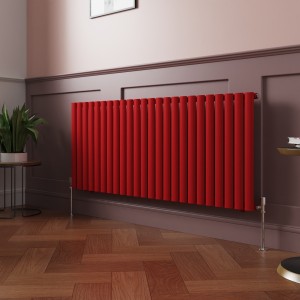 Norden 600 x 1417mm Signal Red Single Oval Column Horizontal Designer Radiator