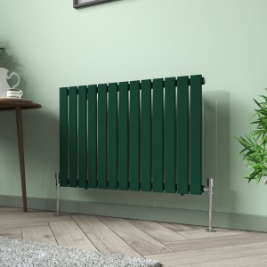 Karlstad 600 x 886mm Moss Green Single Flat Panel Horizontal Designer Radiator