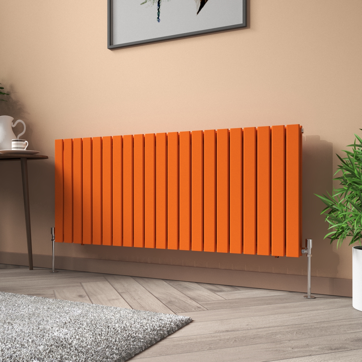 Karlstad 600 x 1430mm Bright Orange Double Flat Panel Horizontal Designer Radiator