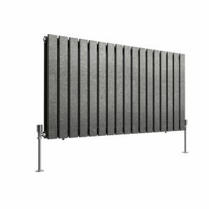 Karlstad 600 x 1158mm Black Silver Double Horizontal Flat Panel Designer Radiator