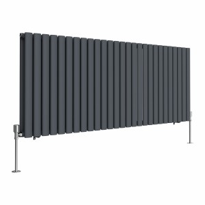 Norden 600 x 1594mm Anthracite Double Horizontal Oval Tube Designer Radiator
