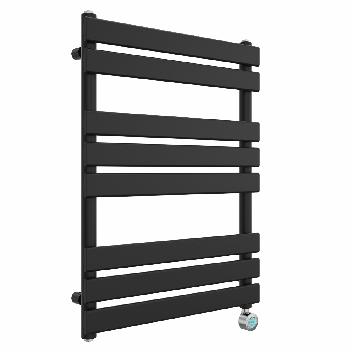 Juva 800 x 600mm Satin Black Flat Panel Thermostatic Touch Control Electric Heated Towel Rail