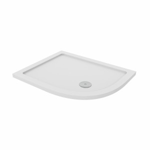 Essentials Anti-Slip 1000 x 800mm Right Hand Offset Quadrant Stone Shower Tray White