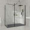 Wasdale 1400mm Wet Room Screen, 800mm Wet Room Screen with 300mm Wet Room Return Screen - Black