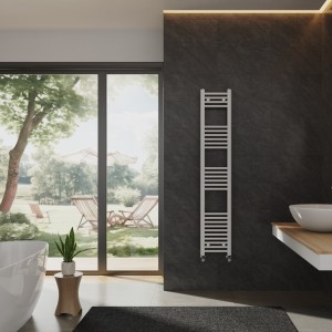 Bergen 1600 x 300mm Straight White Heated Towel Rail