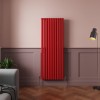 Norden 1600 x 591mm Signal Red Double Oval Column Vertical Designer Radiator