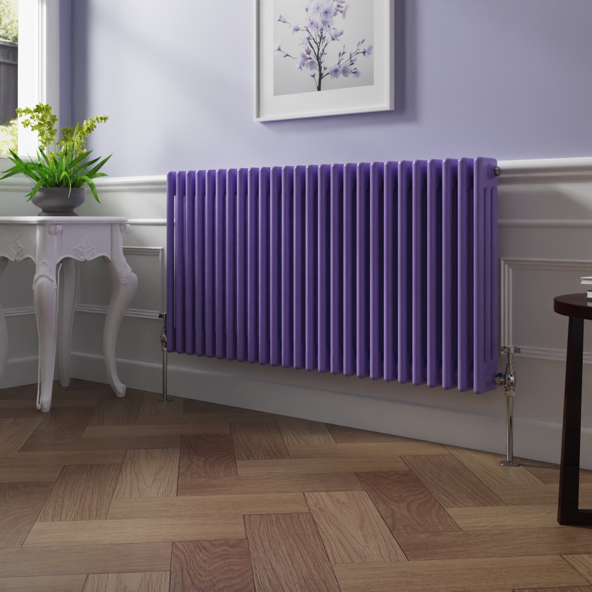 Bern 600 x 1190mm Elegant Purple Triple Column Horizontal Traditional Radiator