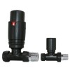 15mm Black Straight Thermostatic Designer Radiator Valves