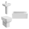 Feel 600 Modern Bathroom Suite with Back to Wall Toilet and Essential Single Ended Bath - 1600 x 700mm - Front Bath Panel Included