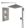Beauly Chrome Twin Square Handle Concealed Valve Built in Diverter with 300mm Square Shower Head and Hand Shower (2 Outlet)