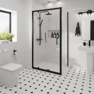 Ennerdale 900mm Pivot Door with 800mm Side Panel - Black