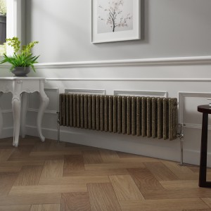 Bern 300 x 1190mm Black Gold Triple Column Horizontal Traditional Radiator
