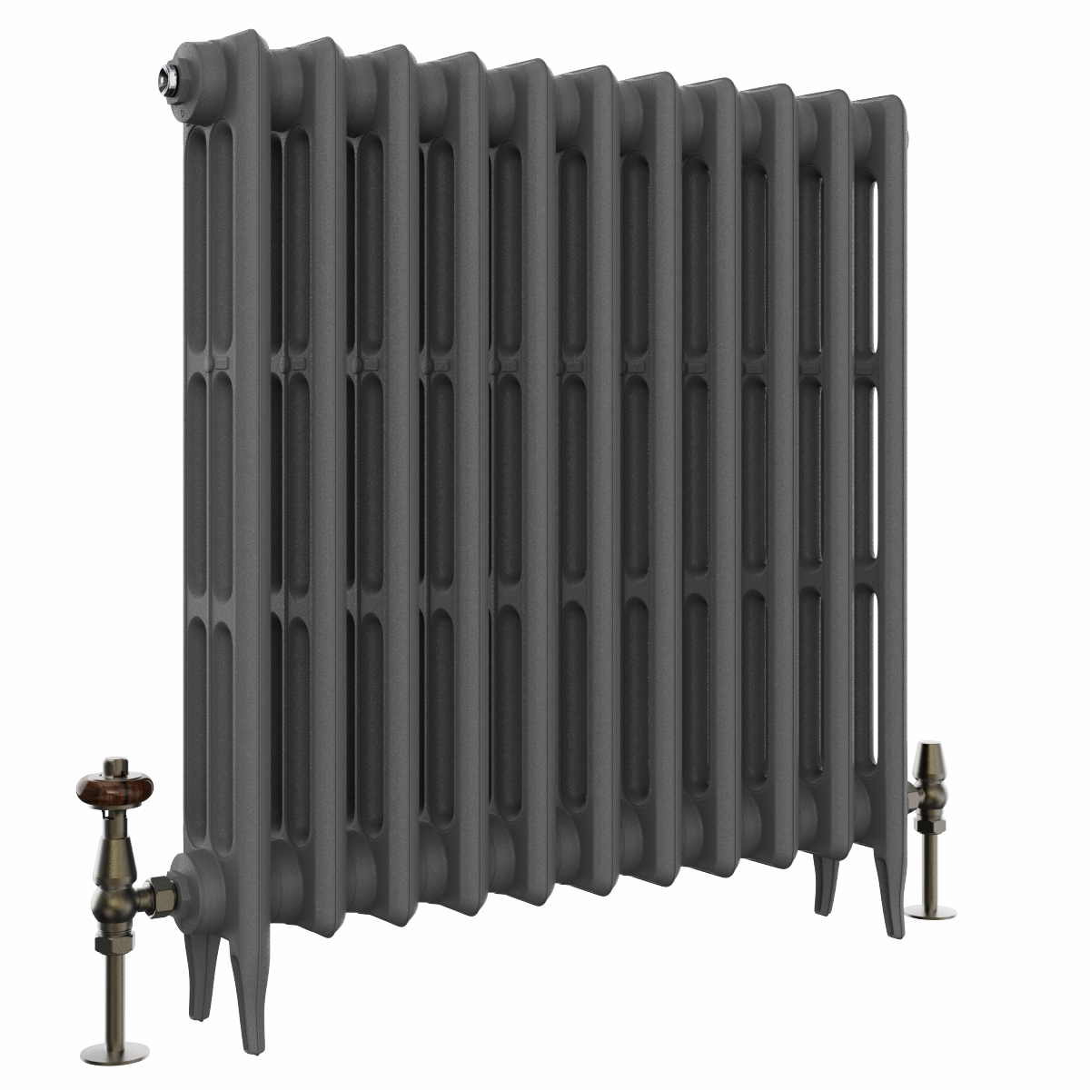 Classic  745 x 716mm  Farrow & Ball Railings Grey Triple Column Cast Iron Radiator - 11 Sections