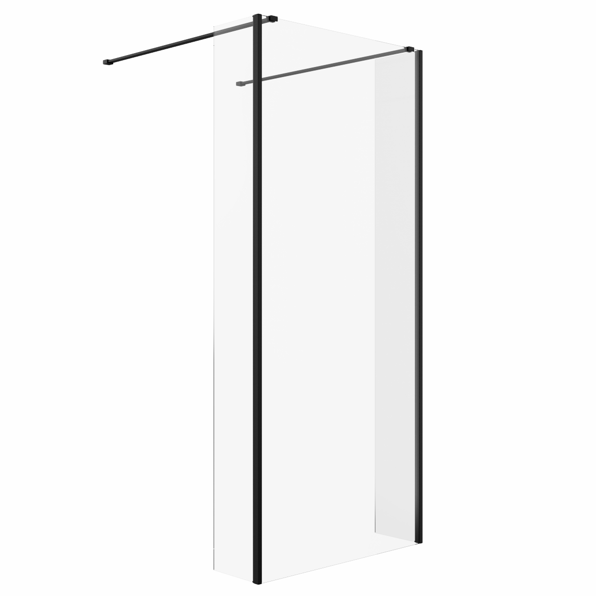 Wasdale 900mm Black Walk Through Wet Room Screen with 215mm Hinged Return Screens