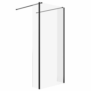 Wasdale 900mm Black Walk Through Wet Room Screen with 215mm Hinged Return Screens