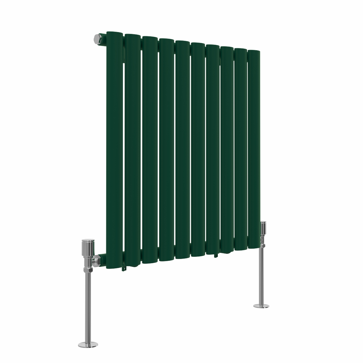 Norden 600 x 591mm Moss Green Single Oval Column Horizontal Designer Radiator