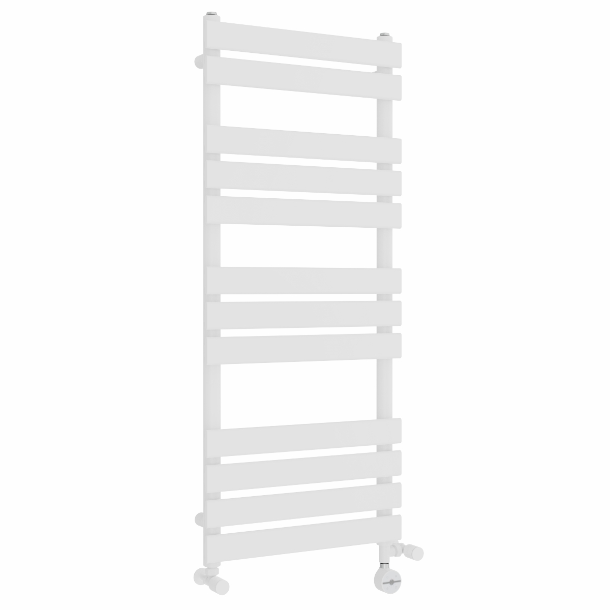 Juva 1200 x 500mm Dual Fuel White Flat Panel Thermostatic Touch Control Electric Heated Towel Rail