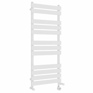 Juva 1200 x 500mm Dual Fuel White Flat Panel Thermostatic Touch Control Electric Heated Towel Rail