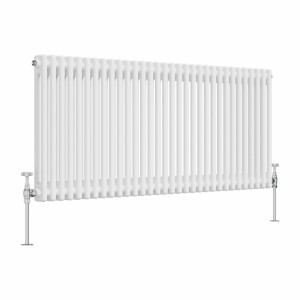Bern 600 x 1460mm White Double Column Horizontal Traditional Radiator