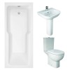 RAK Tonique Close Coupled Modern Bathroom Suite and Straight Shower Bath with Front Panel - Choice of Back and Panel