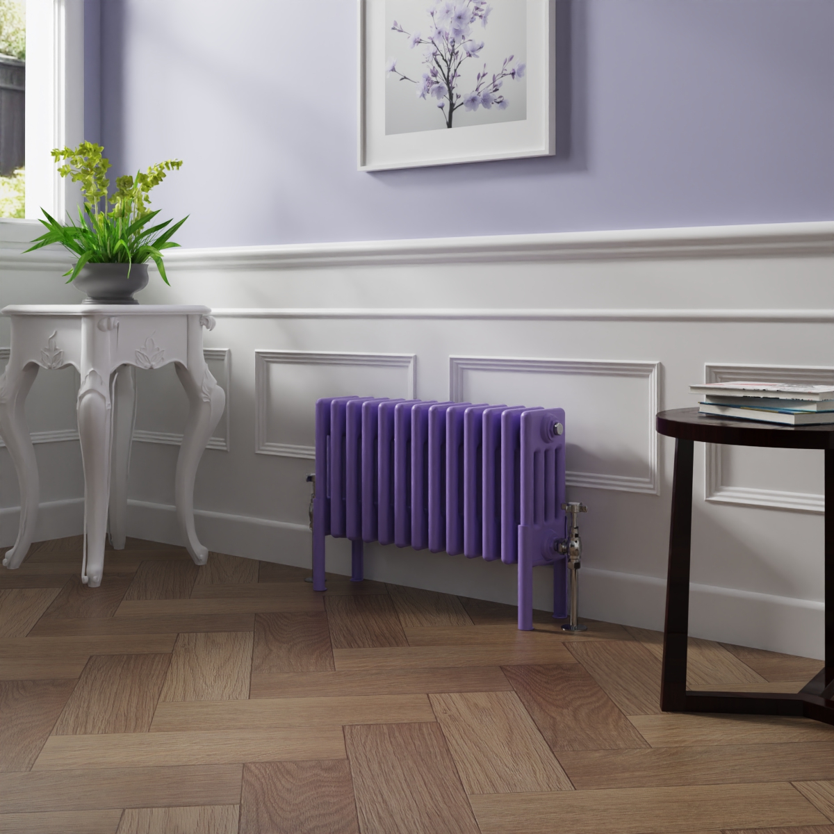 Bern 300 x 605mm Elegant Purple Four Column Horizontal Traditional Radiator