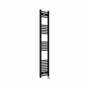 Fjord 1600 x 300mm Curved Black Thermostatic Touch Control Wifi Electric Heated Towel Rail