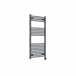 Fjord 1200 x 600mm Curved Anthracite Thermostatic Touch Control Electric Heated Towel Rail