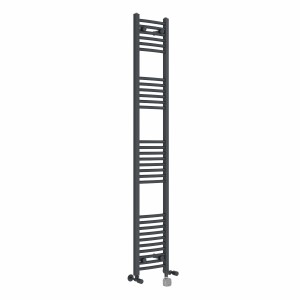 Fjord 1800 x 300mm Dual Fuel Curved Anthracite Thermostatic Electric Heated Towel Rail