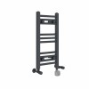 Bergen 600 x 300mm Dual Fuel Straight Anthracite Thermostatic Electric Heated Towel Rail
