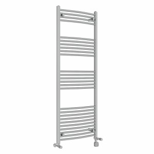 Fjord 1600 x 600mm Dual Fuel Curved Chrome Thermostatic Electric Heated Towel Rail