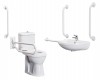 Doc M Pack - Accessible Bathroom Suite - Toilet, Wall Hung Basin + White Grab Rails