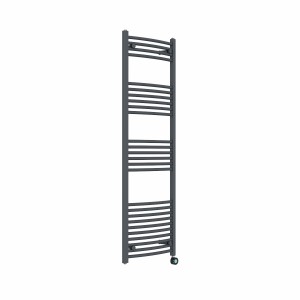 Fjord 1600 x 500mm Curved Anthracite Thermostatic Touch Control Wifi Electric Heated Towel Rail