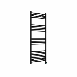 Fjord 1400 x 600mm Curved Black Thermostatic Touch Control Electric Heated Towel Rail