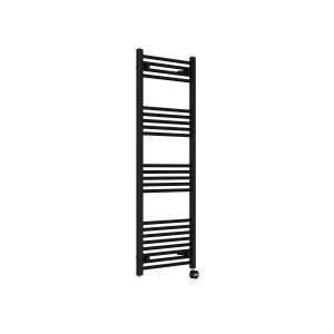 Bergen 1400 x 500mm Straight Black Thermostatic Touch Control Electric Heated Towel Rail