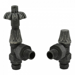 15mm Westminster Pewter Thermostatic Angled Radiator Valves