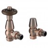15mm Chelsea Antique Copper Thermostatic Angled Radiator Valves