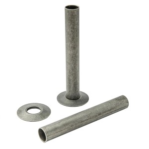 Pewter 180mm Radiator Pipes and Collars (Pair)