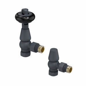 Traditional Thermostatic Angled Radiator Valves - Anthracite
