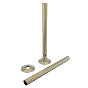180mm Radiator Pipes and Collars (Pair) - Brushed Brass