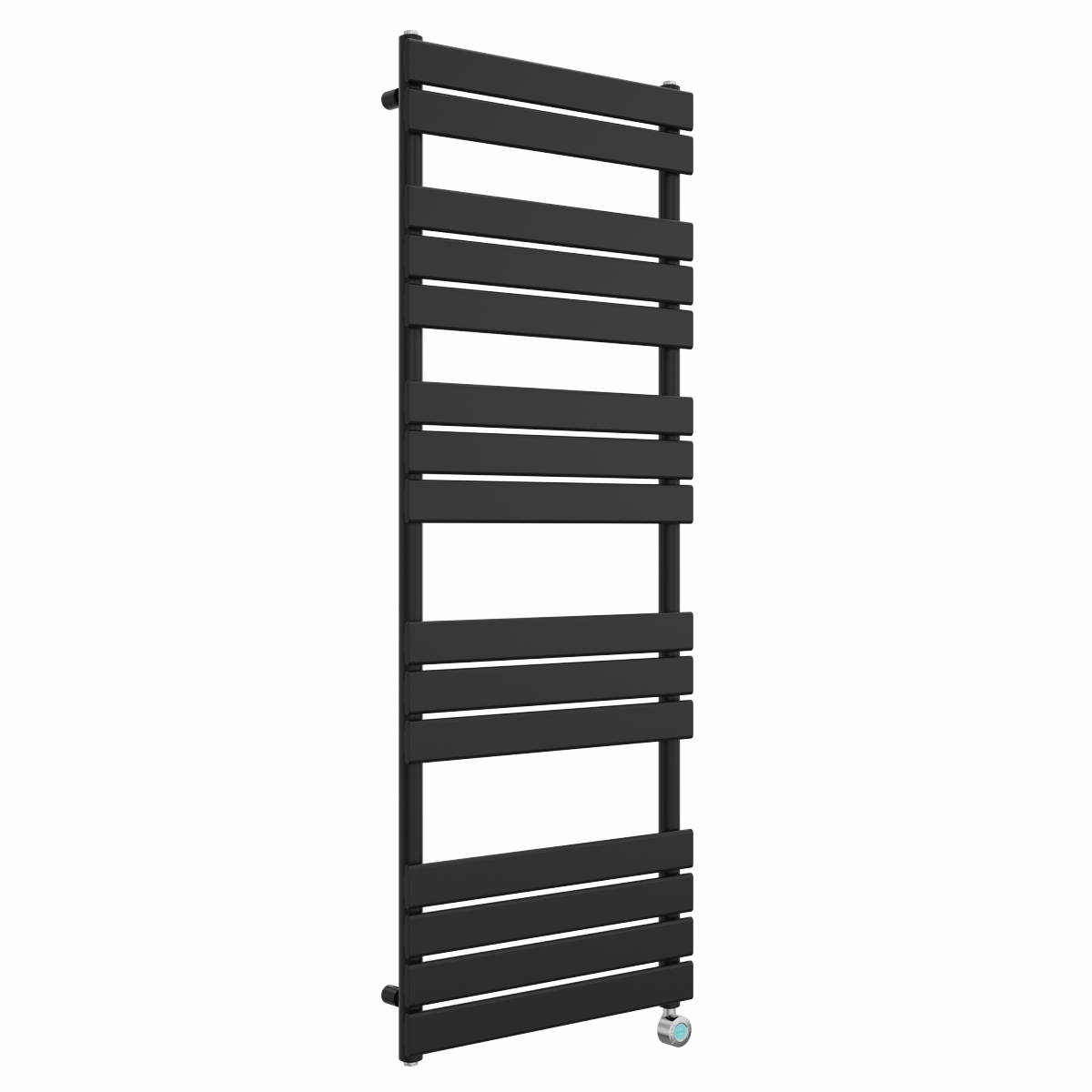 Juva 1600 x 600mm Satin Black Flat Panel Thermostatic Touch Control Wifi Electric Heated Towel Rail
