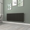 Norden 600 x 1594mm Black Single Horizontal Oval Tube Designer Radiator