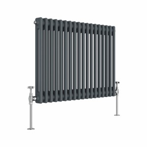 Bern 600 x 830mm Anthracite Double Column Horizontal Traditional Radiator