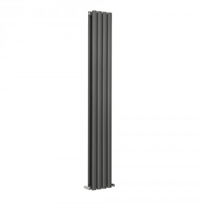Vertical Column Designer Radiator Oval Flat Panel Double Anthracite 1600 x 237mm  - Modern Central Heating Space Saving Radiators - Perfect for Bathrooms, Kitchen, Hallway, Living Room