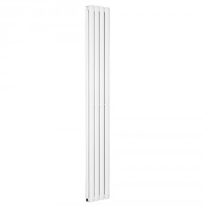 Vertical Column Designer Radiator Oval Flat Panel Double White 1600 x 237mm  - Modern Central Heating Space Saving Radiators - Perfect for Bathrooms, Kitchen, Hallway, Living Room