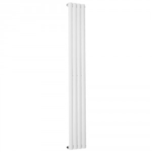Vertical Column Designer Radiator Oval Flat Panel Single White 1600 x 237mm  - Modern Central Heating Space Saving Radiators - Perfect for Bathrooms, Kitchen, Hallway, Living Room
