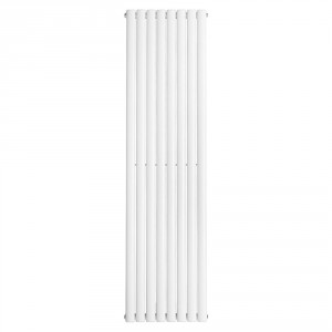 Vertical Column Designer Radiator Oval Flat Panel Single White 1600 x 473mm - Modern Central Heating Space Saving Radiators - Perfect for Bathrooms, Kitchen, Hallway, Living Room
