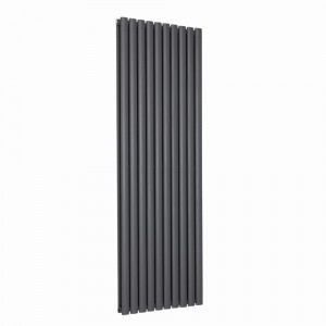 Vertical Column Designer Radiator Oval Flat Panel Double Anthracite 1800 x 591mm - Modern Central Heating Space Saving Radiators - Perfect for Bathrooms, Kitchen, Hallway, Living Room
